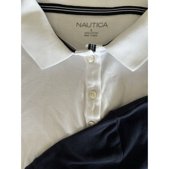 Nautica Polo 3 PACK‎ Navy Gray White 3 Button Collard Women's Size Large - Picture 6 of 9